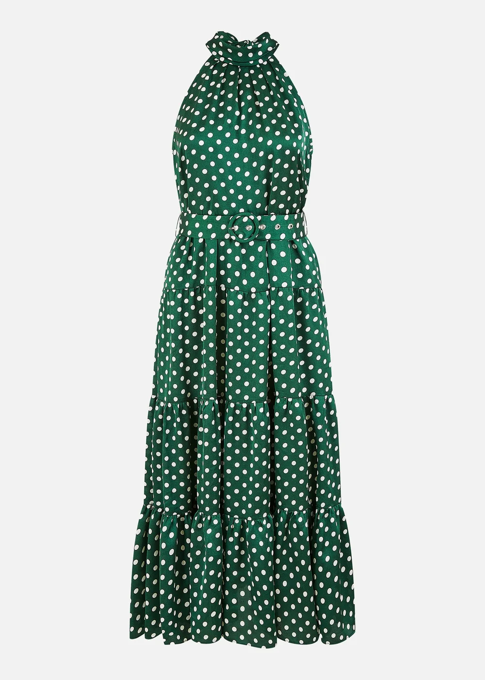 Yumi Green Spot Print Halter Midi Dress With Matching Belt - 16 Image 5
