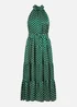 Yumi Green Spot Print Halter Midi Dress With Matching Belt - 8 Image 5
