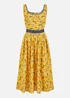 Yumi Mustard Floral Skater Dress With Denim Trims - 16 Image 4