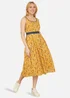 Yumi Mustard Floral Skater Dress With Denim Trims - 16 Image 3