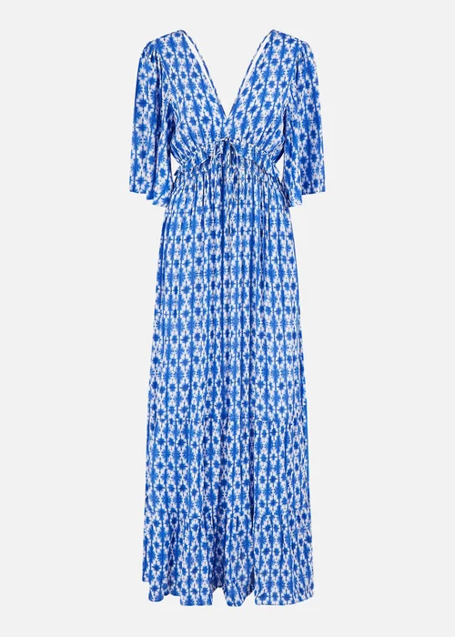 Yumi Blue Aztec Print Maxi Dress With Cross Over Back - 8 Image 3