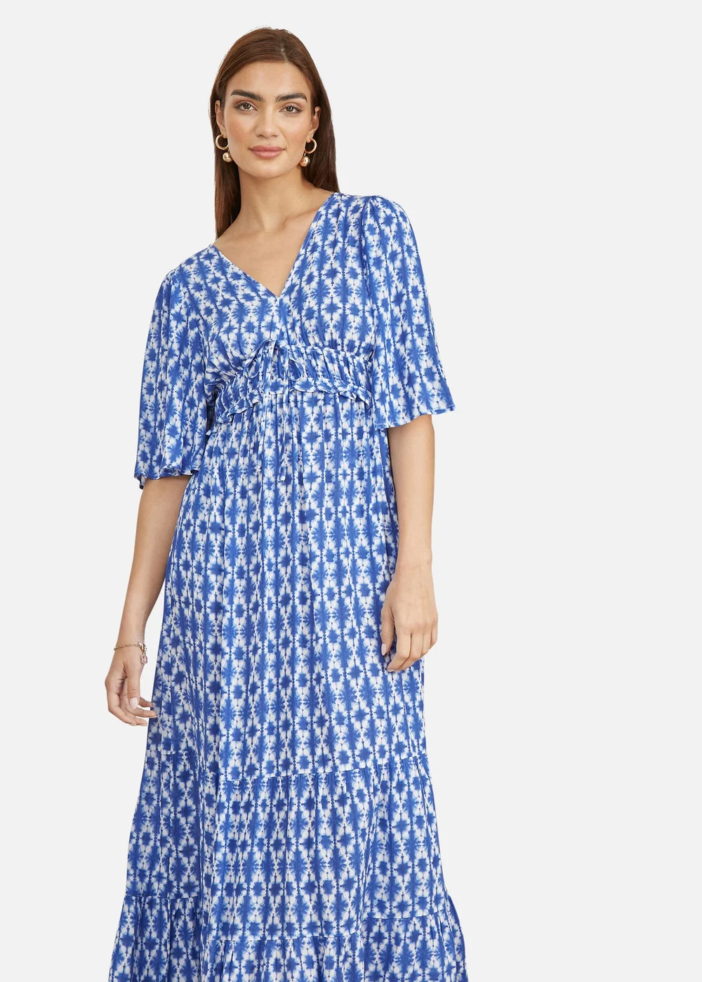 Yumi Blue Aztec Print Maxi Dress With Cross Over Back - 8 Image 2