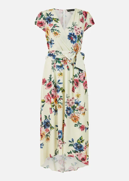 Yumi Ivory Floral Wrap Dip Hem Dress - 12 Image 3