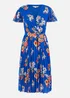 Yumi Blue Floral Pleated Wrap Dress - 16 Image 3