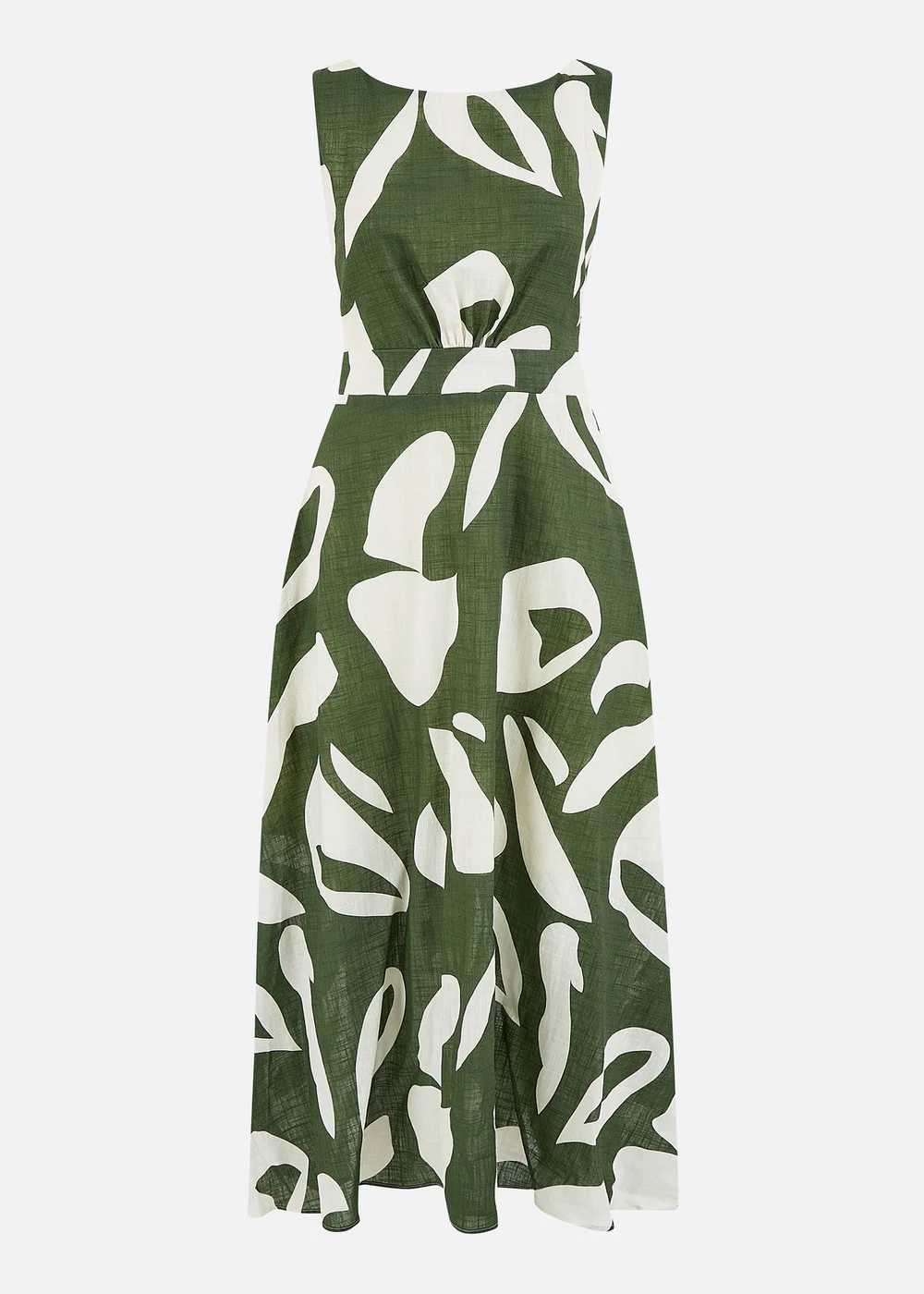 Yumi Green Cotton Abstract Print Maxi Dress With Tie Back - 16 Image 5