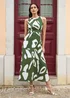 Yumi Green Cotton Abstract Print Maxi Dress With Tie Back - 16 Image 1