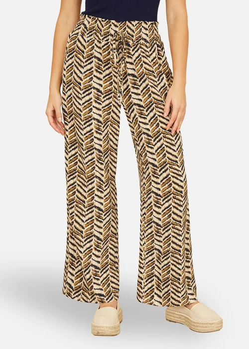 Yumi Brown Animal Print Relaxed Fit Trousers - 18 Image 2