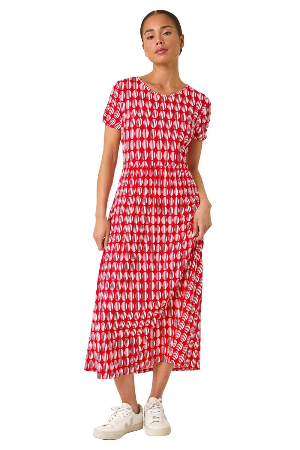 Roman Red Petite Geometric Spot Pocket Midi Dress - 16 Image 2