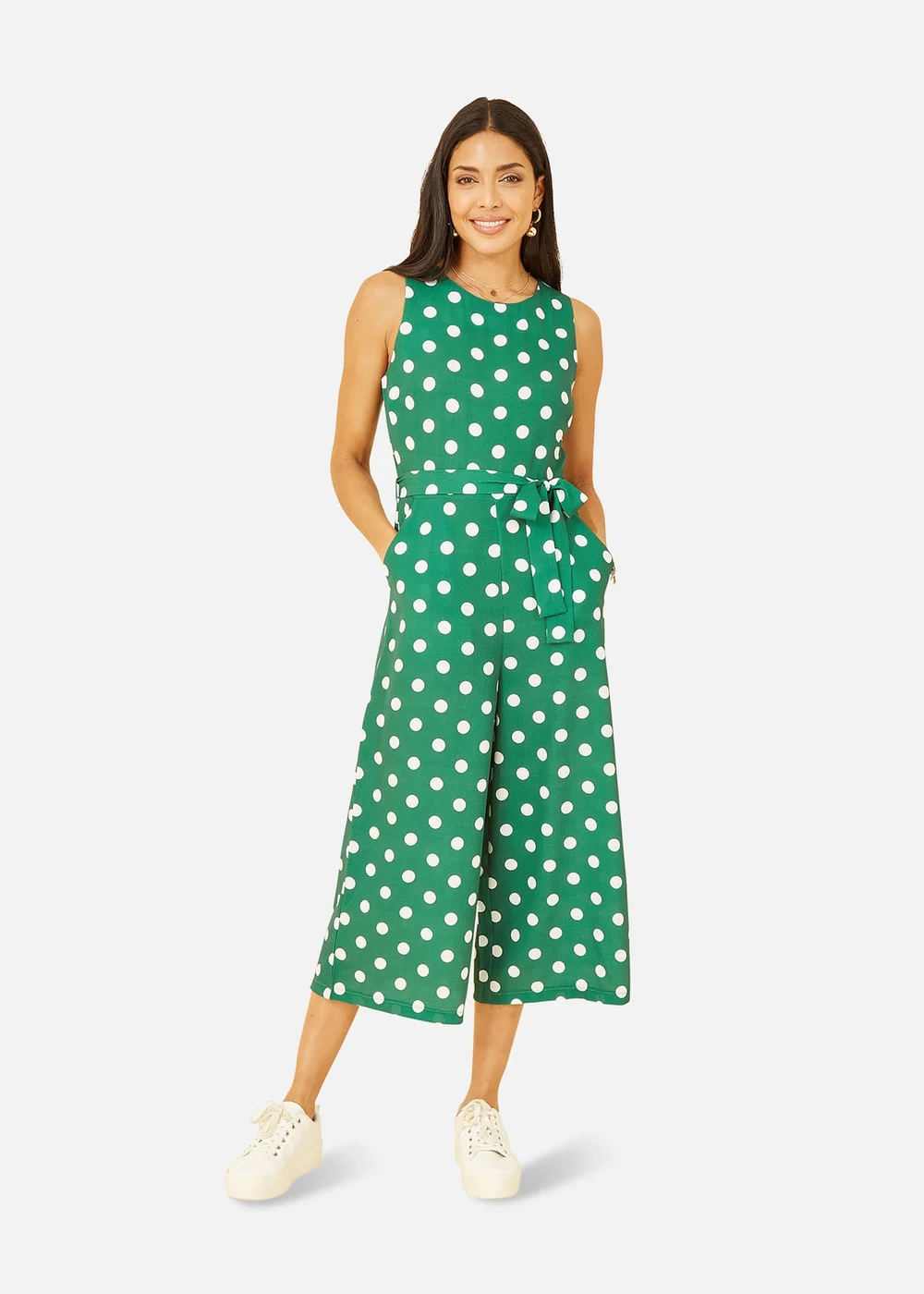 Yumi Green Polka Dot Culotte Jumpsuit - Size 24 Image 1