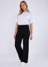 Gini London Black Textured Elasticated Waist Flared Trousers - S/M Image 1