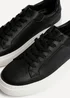Linzi Jersey Black Faux Leather Lace Up Flatform Trainers - Size 5 Image 4