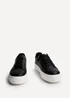 Linzi Jersey Black Faux Leather Lace Up Flatform Trainers - Size 5 Image 3