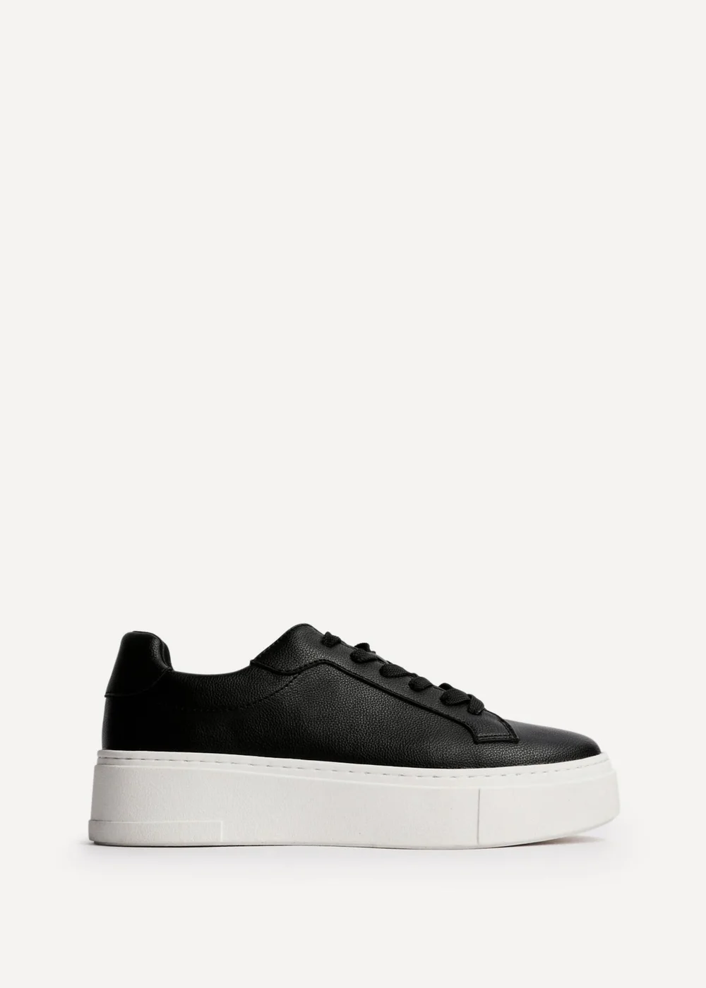 Linzi Jersey Black Faux Leather Lace Up Flatform Trainers - Size 5 Image 2