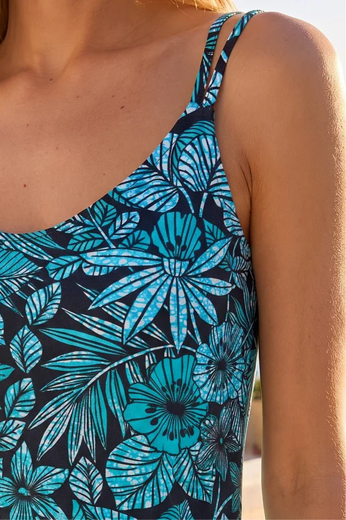 Roman Blue Floral Print Strap Detail Cami Top - 12 Image 4