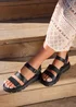 Linzi Tayla Wide Fit Black Faux Leather Gladiator Style Two Strap Sandal - Size 5 Image 1