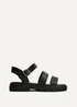 Linzi Tayla Wide Fit Black Faux Leather Gladiator Style Two Strap Sandal - Size 5 Image 2