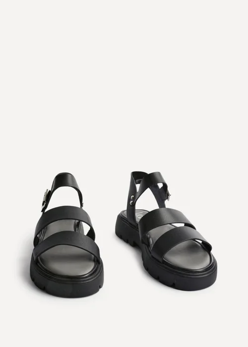 Linzi Tayla Wide Fit Black Faux Leather Gladiator Style Two Strap Sandal - Size 5 Image 3