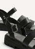 Linzi Tayla Wide Fit Black Faux Leather Gladiator Style Two Strap Sandal - Size 5 Image 5