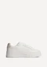Linzi Jersey White Faux Leather Lace Up Flatform Trainers - Size 6 Image 2