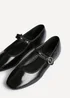 Linzi Graceful Black Faux Leather Ballet Pumps - Size 8 Image 4