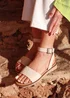 Linzi Denia Wide Fit Nude Faux Leather Footbed Two Part Sandal - Size 6 Image 1