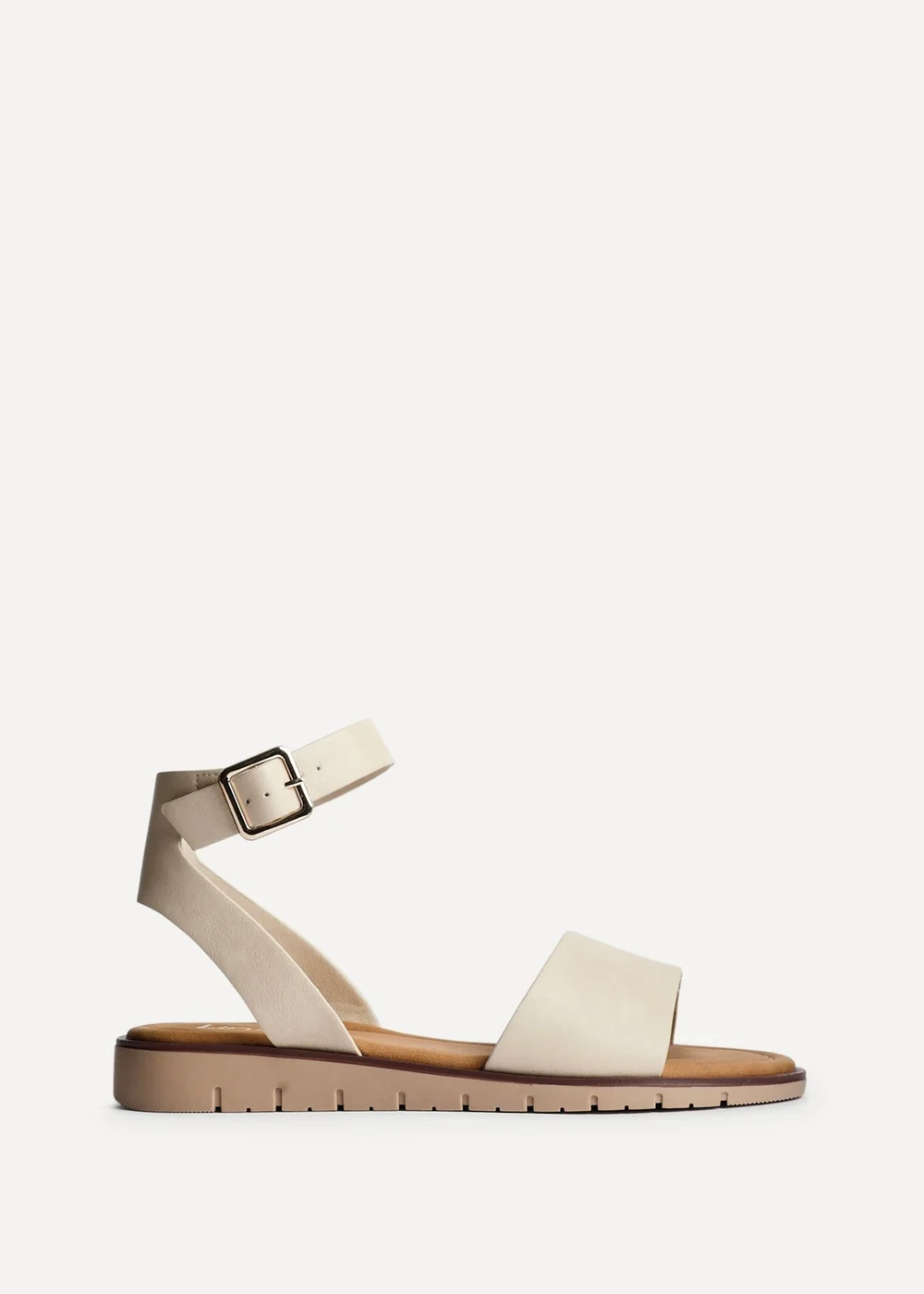 Linzi Denia Wide Fit Nude Faux Leather Footbed Two Part Sandal - Size 6 Image 2