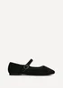 Linzi Graceful Black Faux Suede Ballet Pumps - Size 5 Image 2