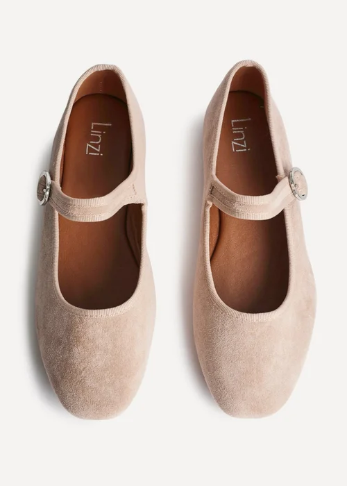 Linzi Graceful Nude Faux Suede Ballet Pumps - Size 5 Image 4