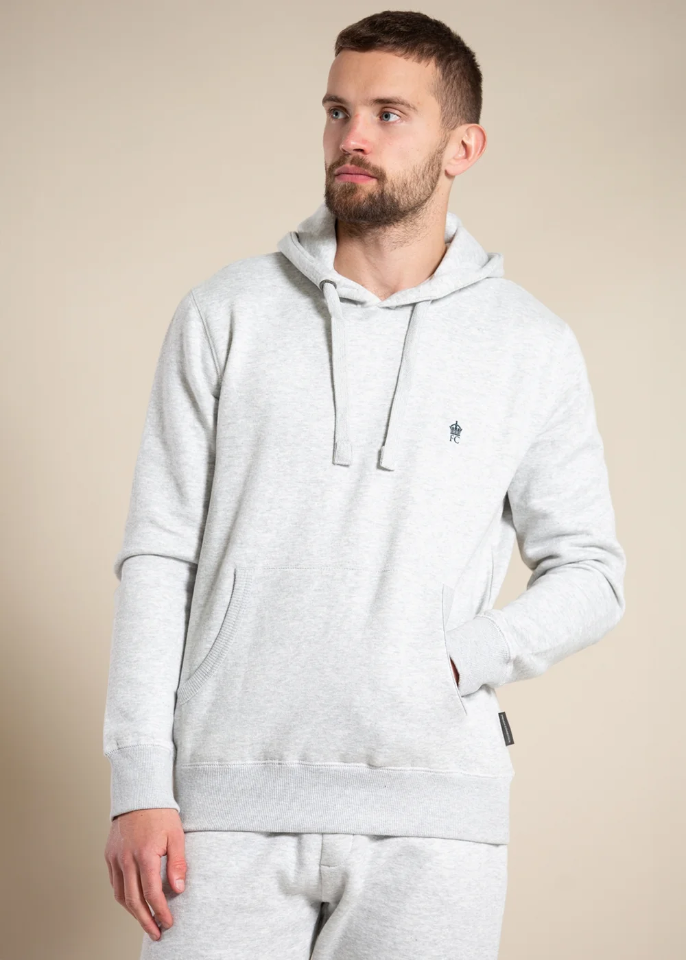 French Connection Light Grey Cotton Blend Hoody - Extra Large Image 1