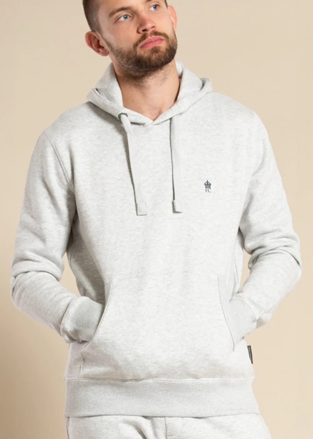 French Connection Light Grey Cotton Blend Hoody - XL Image 4