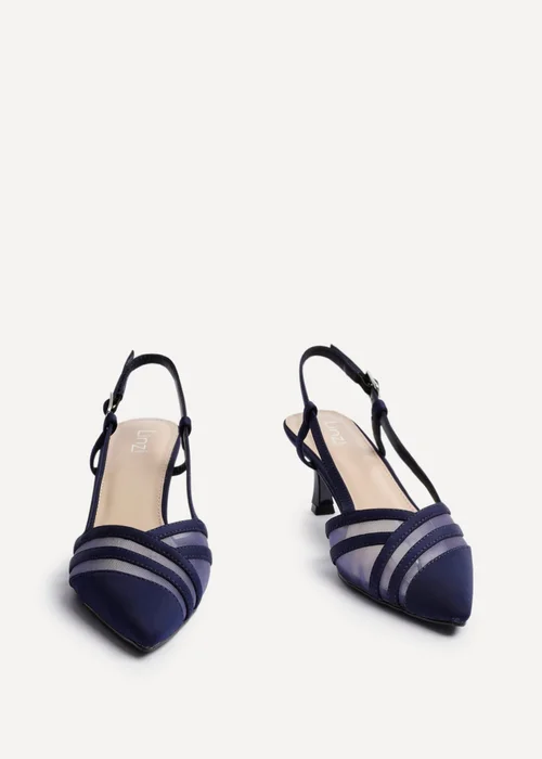 Linzi Milan Navy Scuba Mesh Slingback Court Heel - Size 6 Image 3