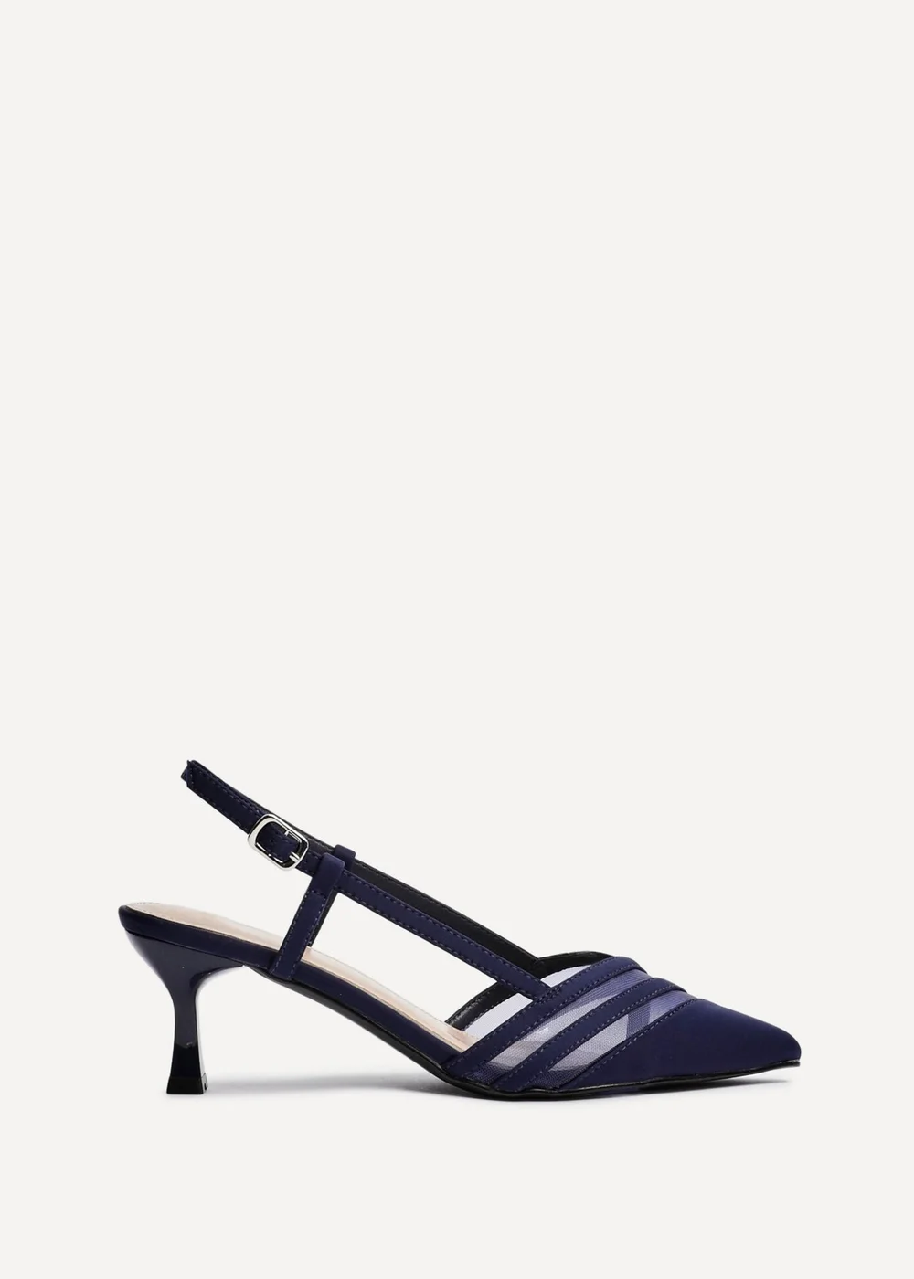 Linzi Milan Navy Scuba Mesh Slingback Court Heel - Size 6 Image 2