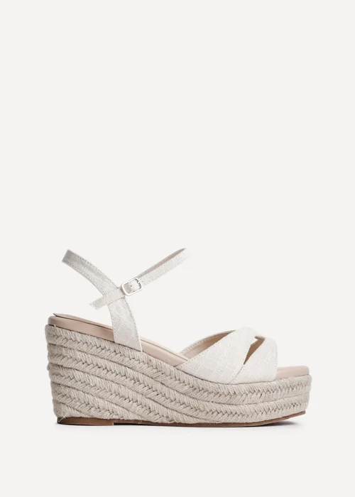 Linzi Sian Wide Fit Nude Canvas Linked Design Wedges - Size 5 Image 2