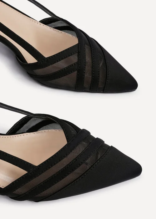 Linzi Milan Black Scuba Mesh Slingback Court Heels - Size 3 Image 4