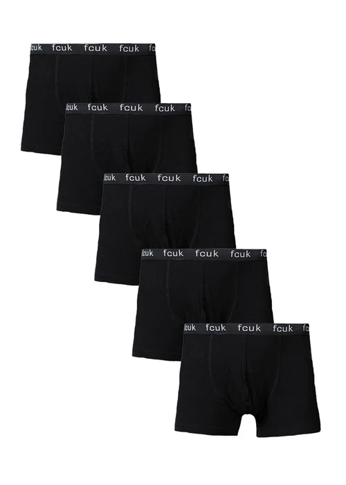 French Connection Black Cotton Stretch Boxers 5 Pack - Extra Large Image 1