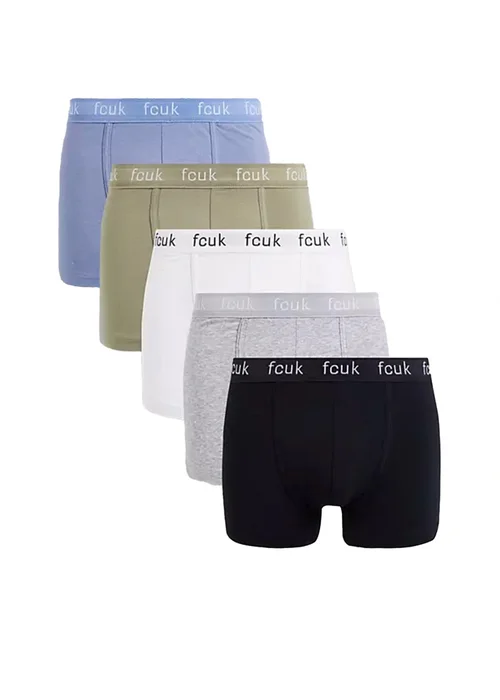 French Connection Khaki Cotton Stretch Boxers 5 Pack - Extra Large Image 1