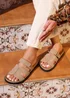 Linzi Emmy Taupe Faux Nubuck Footbed Linked Design Sandal - Size 5 Image 1