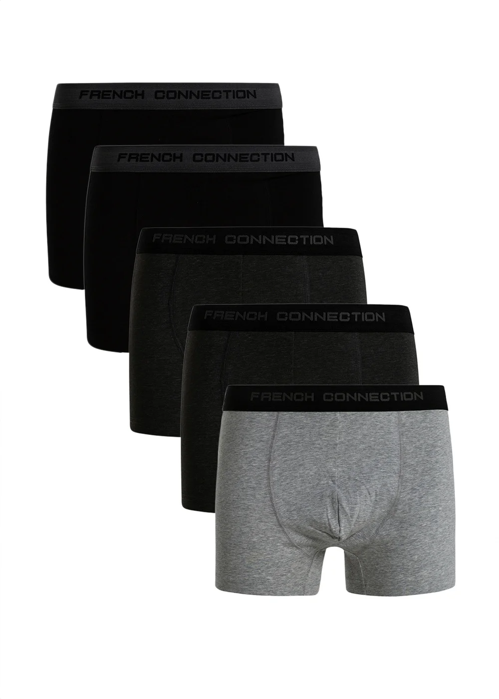 French Connection Charcoal 5 Pack Cotton Stretch Boxers - Extra Large Image 1