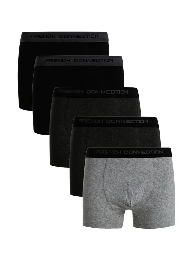 French Connection Charcoal 5 Pack Cotton Stretch Boxers