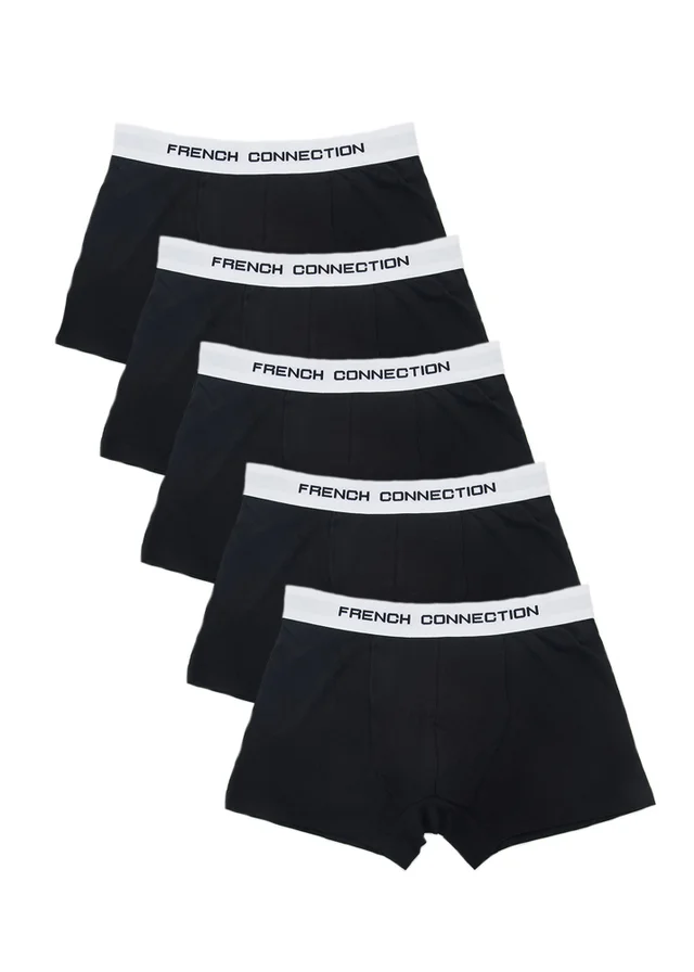 French Connection White 5 Pack Cotton Stretch Boxers
