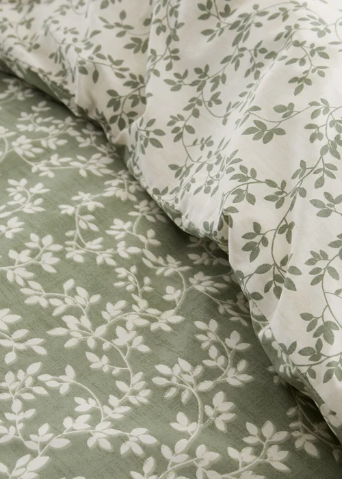 Bianca Fine Linens Shadow Leaves 200 Thread Count Cotton Reversible Duvet Cover Set - Single Image 4