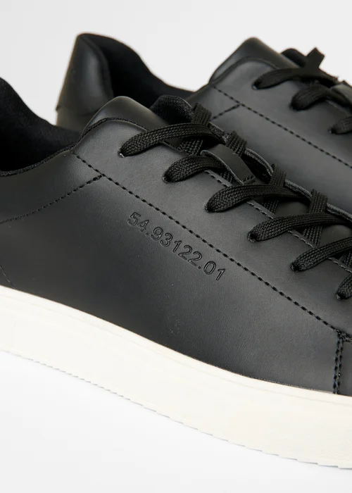 Threadbare Black Lace-Up Faux Leather Court Trainers - 10 Image 2