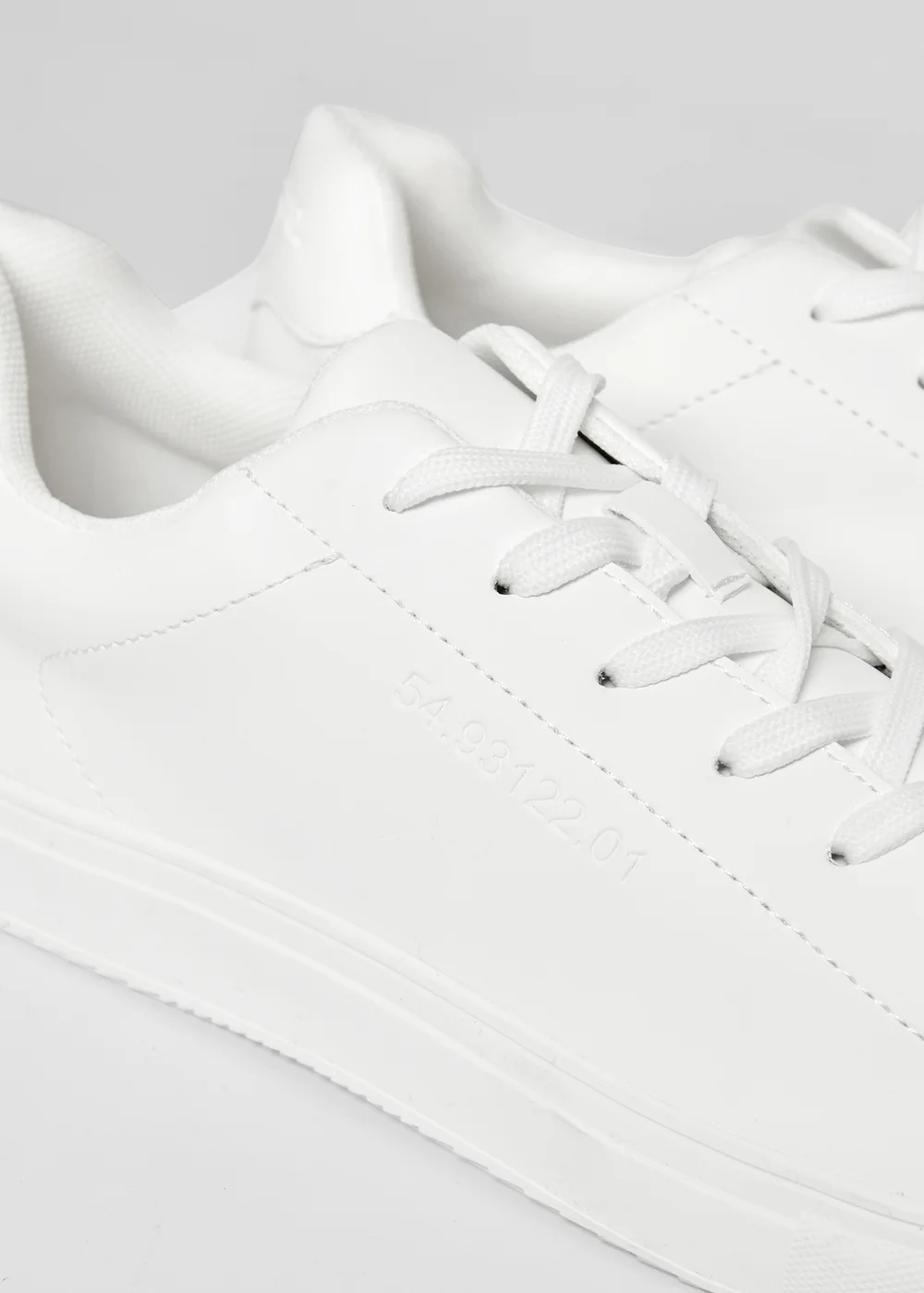 Threadbare White Lace-Up Faux Leather Court Trainers - 12 Image 2