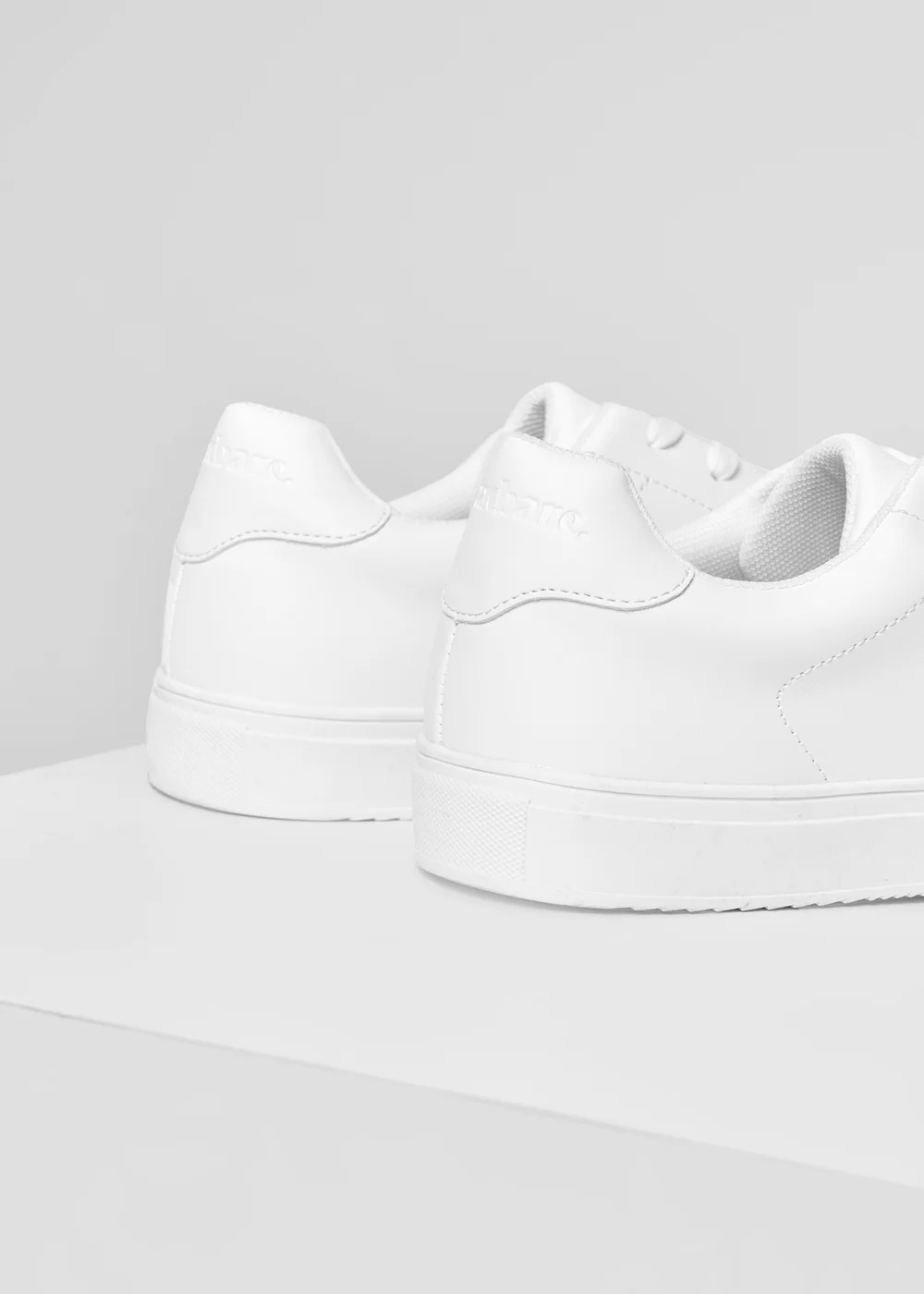 Threadbare White Lace-Up Faux Leather Court Trainers - 12 Image 3