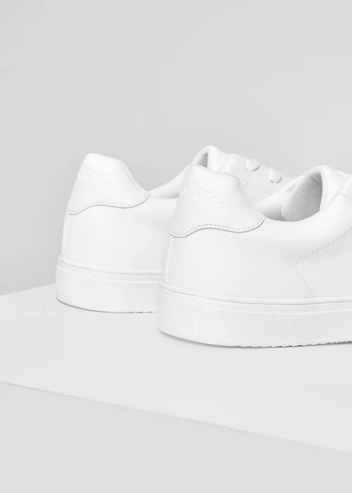 Threadbare White Lace-Up Faux Leather Court Trainers - 12 Image 3