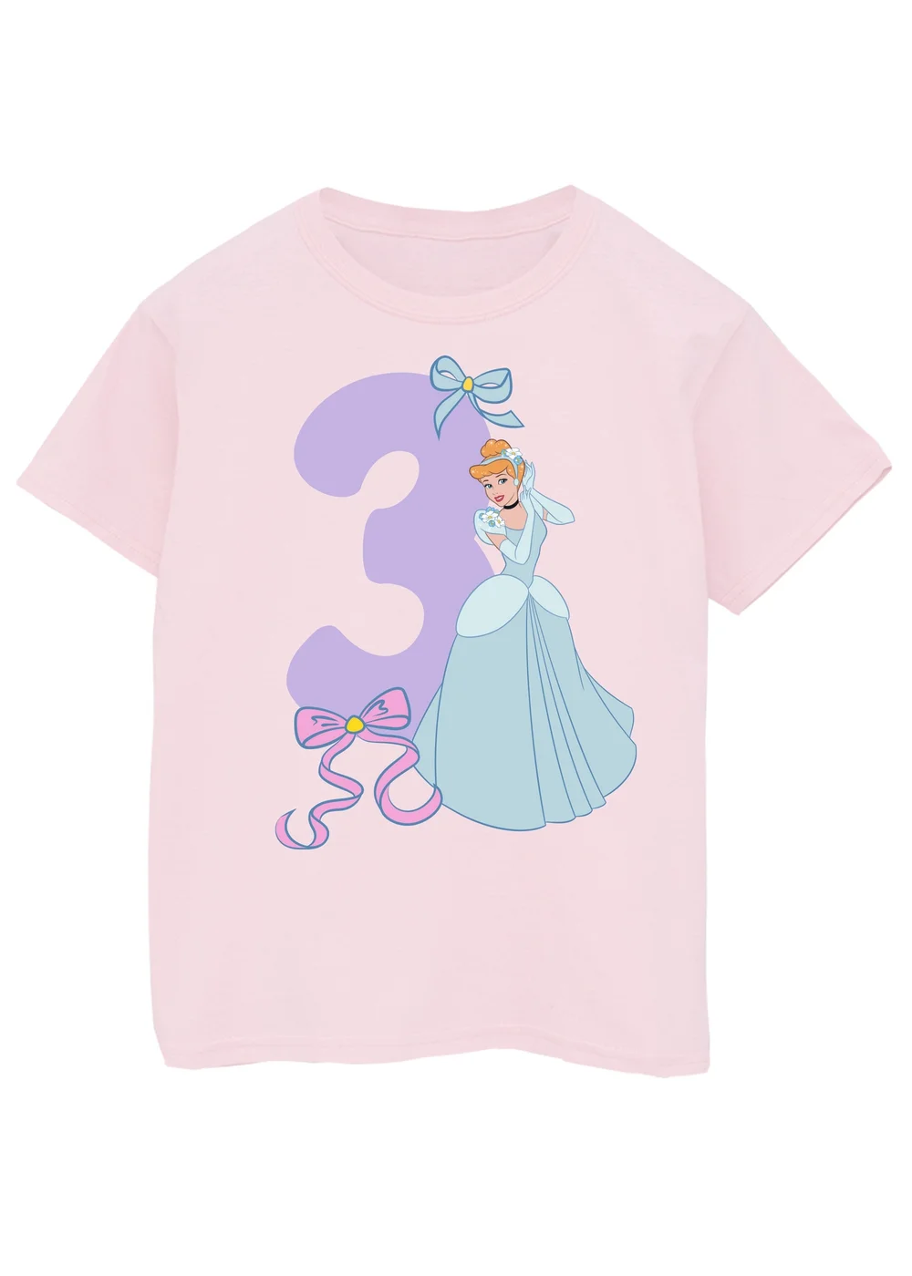 Ada & Ted Disney Cinderella 3rd Birthday Kids Light Pink T-Shirt (3-6 Years) - Age 3-4 Years Image 1