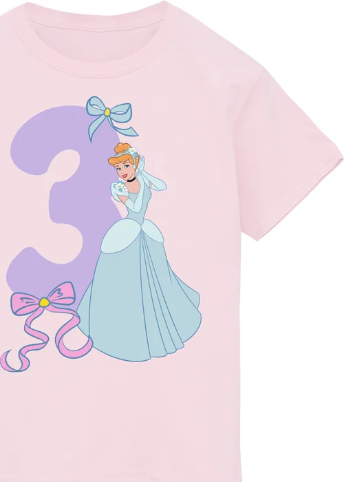 Ada & Ted Disney Cinderella 3rd Birthday Kids Light Pink T-Shirt (3-6 Years) - Age 3-4 Years Image 2