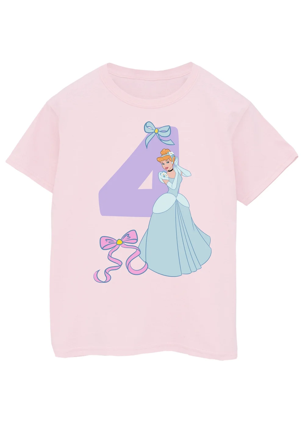 Ada & Ted Disney Cinderella 4th Birthday Kids Light Pink T-Shirt (3-6 Years) - Age 5-6 Years Image 1