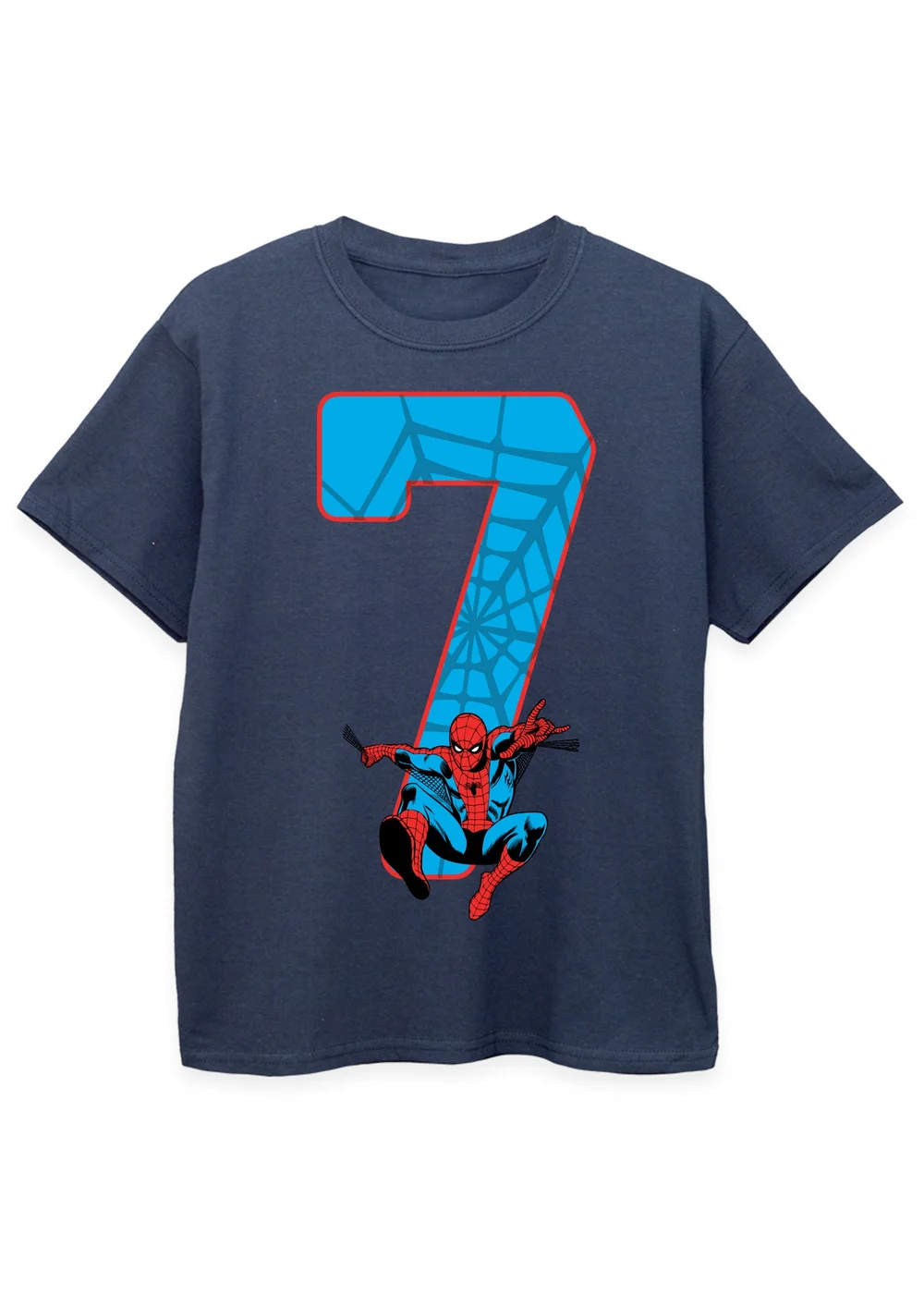 Ada & Ted Marvel Spider-Man 7th Birthday Kids Navy T-Shirt (7-11 Years) - Age 9-11 Years Image 1