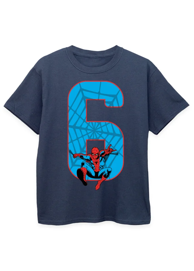 Ada & Ted Marvel Spider-Man 6th Birthday Kids Navy T-Shirt (5-8 Years)